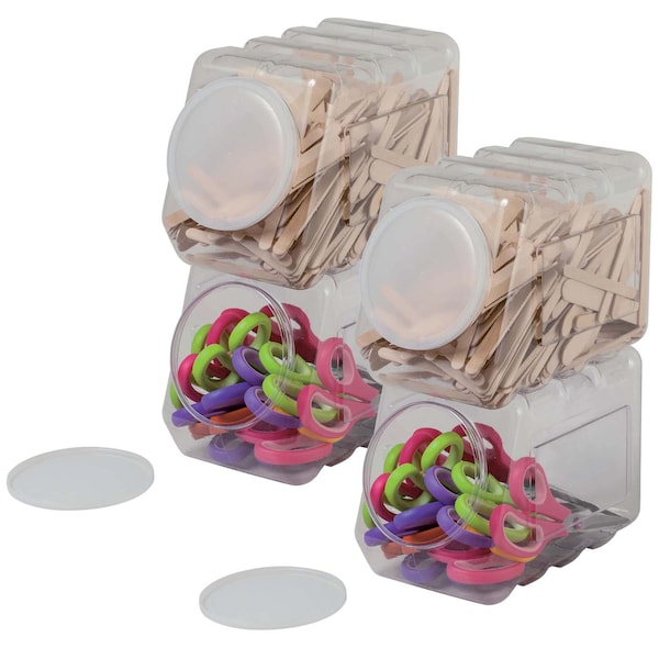 Interlocking Storage Container With Lid, Clear, 5.5 x 9.5 x 6.75, PK2